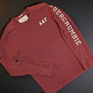 Vtg 90s Y2K Abercrombie & Fitch Mens M Muscle Maroon Knit Long Sleeve T-Shirt